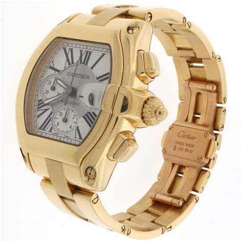 gold cartier mens watches|cartier 18k gold watch men.